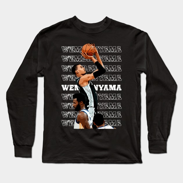 Wembanyama Iconic Shot 2 Long Sleeve T-Shirt by Playful Creatives